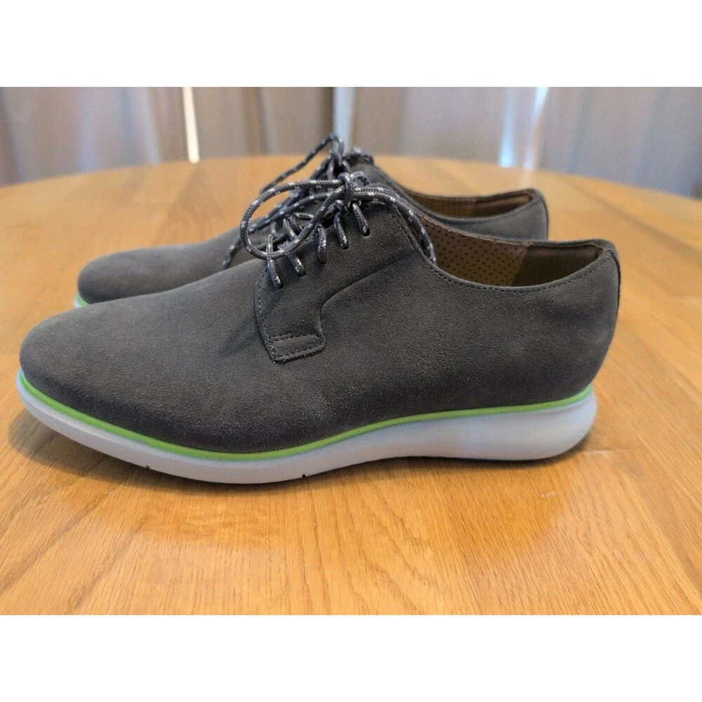 Florsheim Fuel 5-Eye Plain Toe Oxfords Grey Suede White Sole Men's Size 7.5 Nice